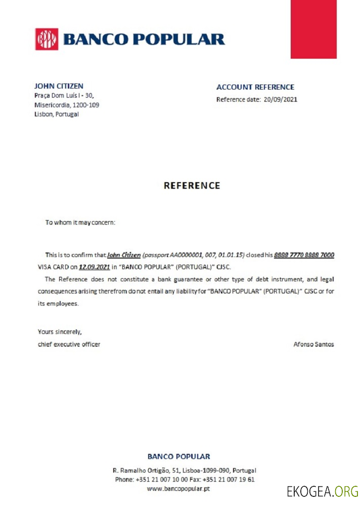 Référence Portugal , Banco Popular , closure